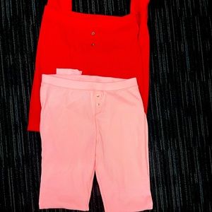 OLD NAVY thermal pj Jammie leggings size S bundle of 2 red & coral color